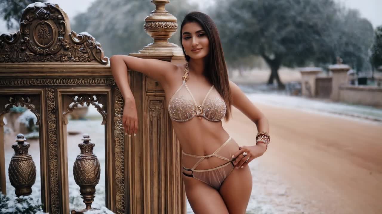 Young idian woman near the luxury villa (7)